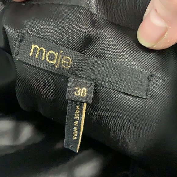 Maje Black Leather Mini Skirt with Zipper Accent 6 - Picture 7 of 10